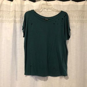 Distressed short sleeve top